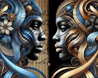 Urban African American Women Art: Bold PNG Download (300DPI)