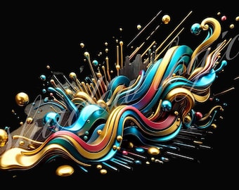 Abstract Gradient Wave Art: Modern PNG + PDF Bundle (Digital Download)