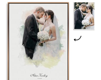 Custom Watercolor Couple Portrait – Anniversary, Wedding Gift