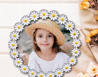 Daisy Photo Frame – Metal Floral Wedding Picture Frame, Crystal