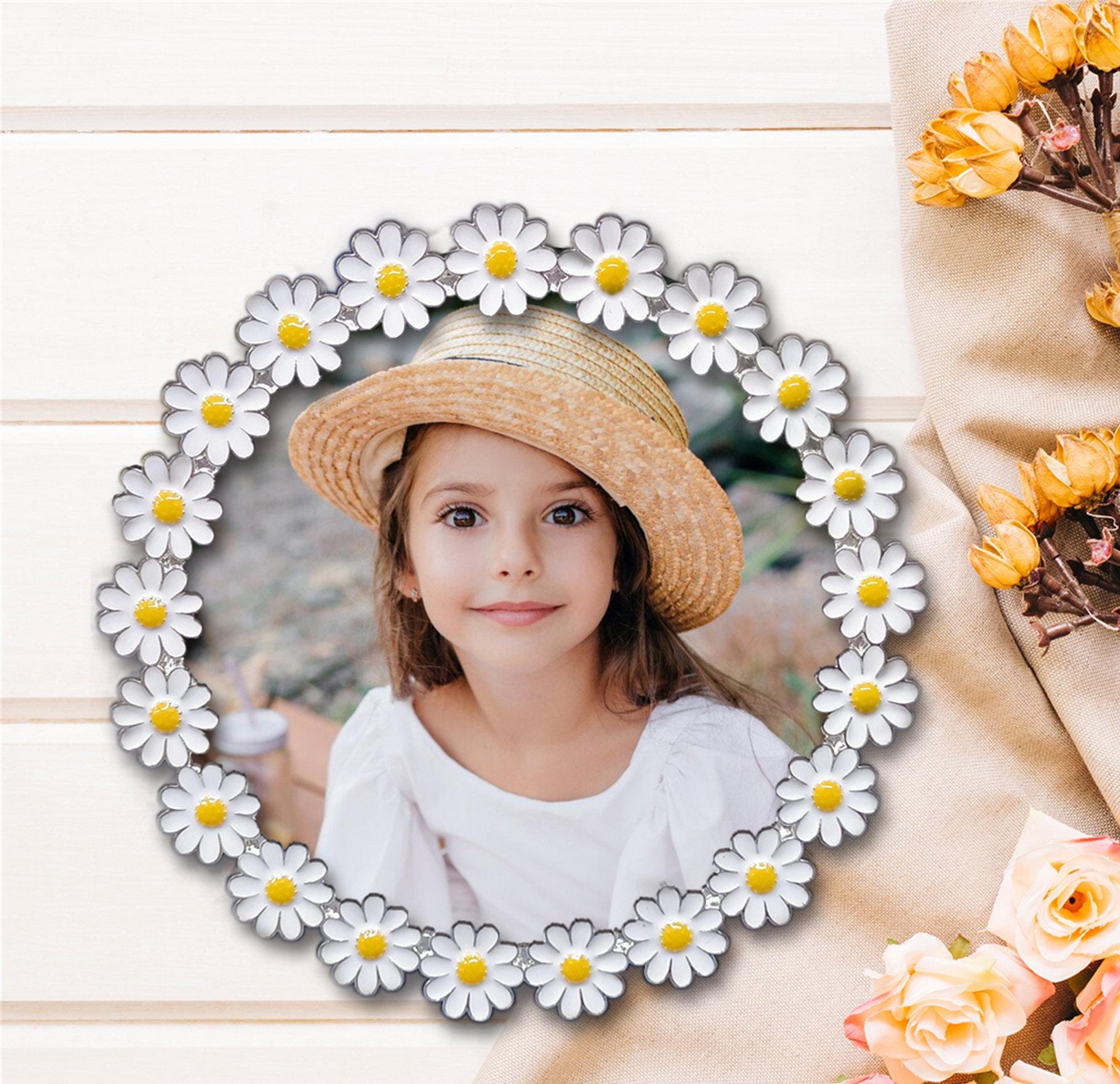 Daisy Photo Frame – Metal Floral Wedding Picture Frame, Crystal