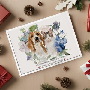 Multiple Custom Pet Portrait with Flowers|Watercolor Cat Dog Art | Personalized Pet Loss Gift |Personalized Pet Illustration from Photo