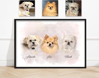 Custom Watercolor Pet Portrait | Memorial Art Print