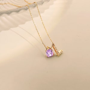 18k Gold Necklace Dainty Birthstone Pendant Personalized Initial Letter Name Jewelry Gifts for Girlfriend Comes Gift Wrapped image 1