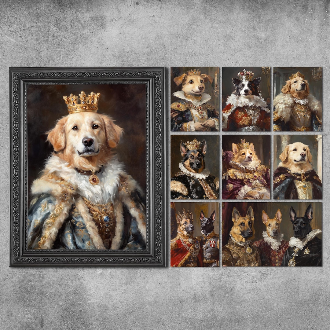Custom Royal Pet Portrait From Photo,renaissance Dog King Cat Queen ...