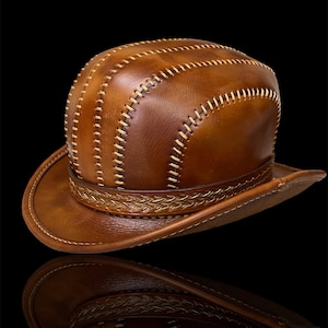Handmade Suede Leather Renaissance Fair Hat Brown Gold Medieval Costume Hat Mens Renaissance Hat - MCI-399 by Medieval and Renaissance  main image 3