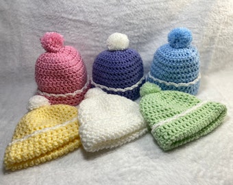 Baby Hat | Baby Shower Gift | Newborn Baby Gift | Crochet Beanie | Boy, Girl, Unisex | Preemie to 6 month old