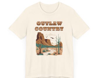 Outlaw Country T-Shirt, 70s Country Music Tee, Classic Outlaw Music Shirt, Desert Cactus Graphic Tee, Retro Vintage Country Music Gift