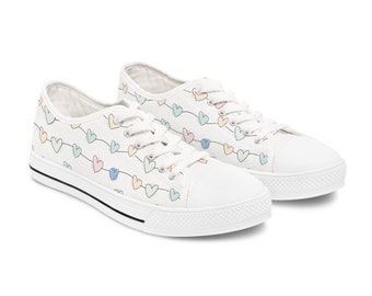 Pattern Hearts-Unique -Women's Low Top Sneakers. Converse Style.Hearts pattern-Unique design-Low sneakers for women.Converse style