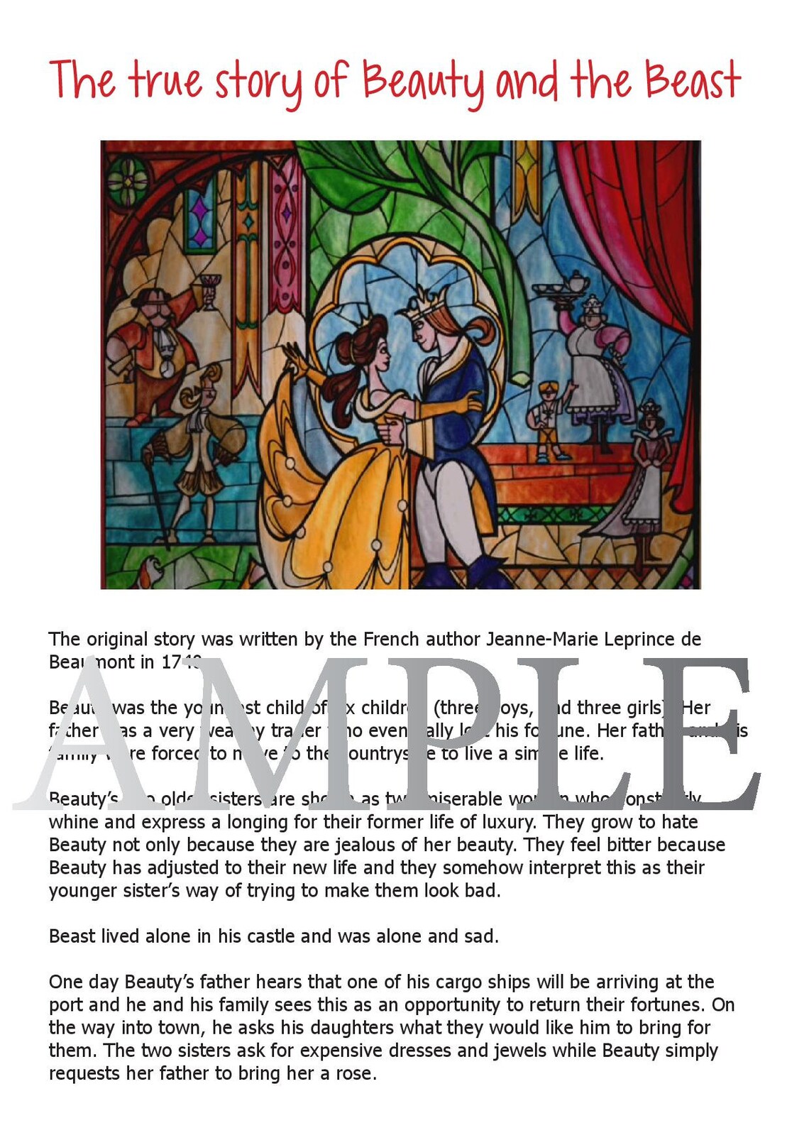 True Story of Beauty and the Beast, Comprehension & Printable ...