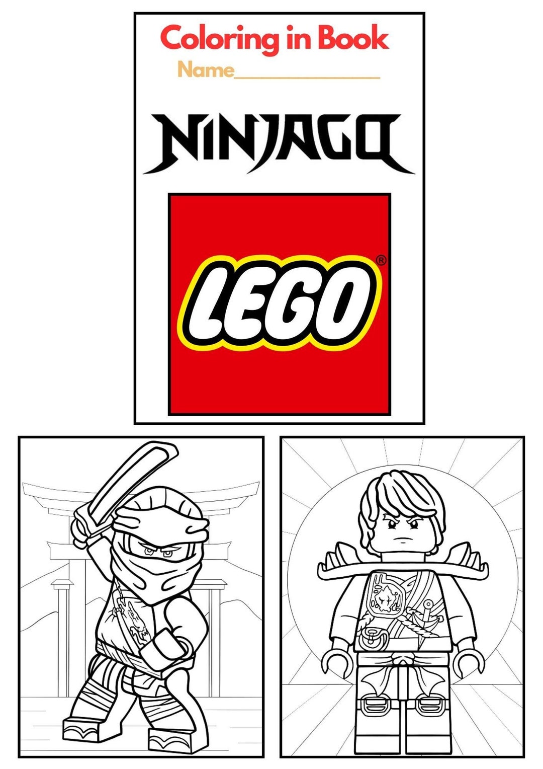 NINJAGO LEGO Coloring in Book PDF Printable X 21 Pages - Etsy