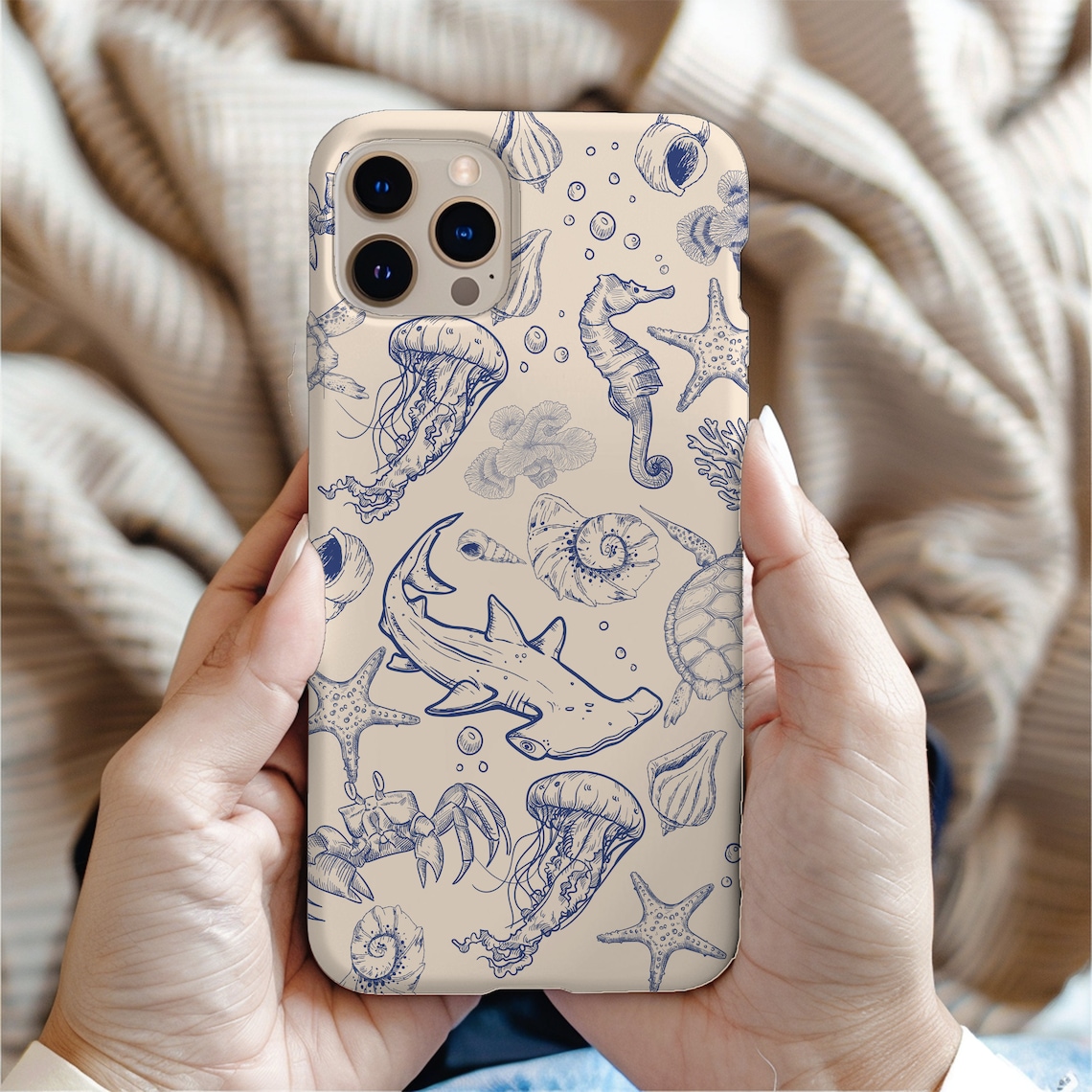 Coastal Phone Case Sea Animal Pattern Marine Life Phone Case Beach