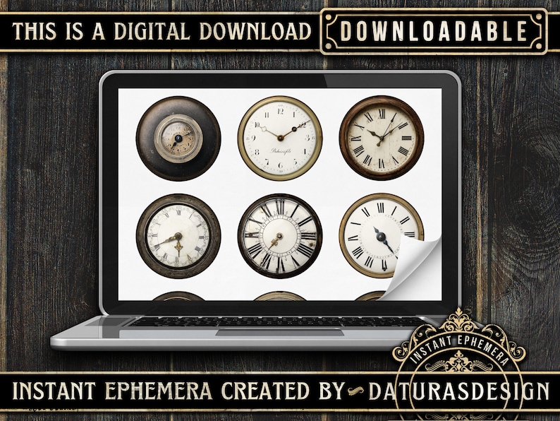 Retro Clock Faces Printable Clock Faces, Printable Gauges, Grunge Fussy Cuts, Digital Junk