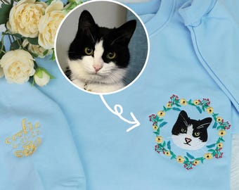 写真を使ったペット用クリスマス刺繍スウェットシャツ、カスタム犬用セーター、ペットの飼い主への刺繍入り猫用クルーネックギフト、パーソナルペットギフト