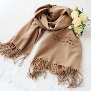 Bufanda bordada personalizada, regalo de Navidad, regalos personalizados, regalo para ella, regalo de cumpleaños, regalo personalizado, regalo de aniversario