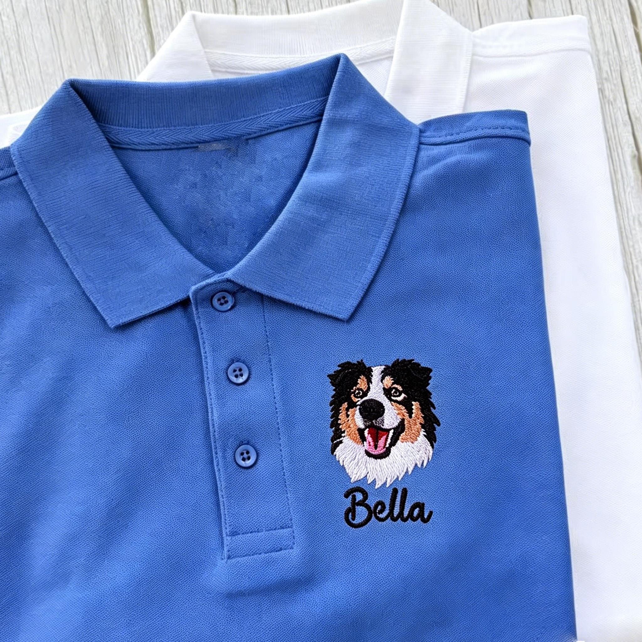 Custom Embroidered Dog Polo Shirt, Personalized Pet Portrait Polo ...