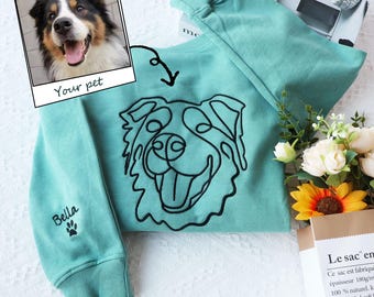 Embroidered Pet Face&Name Sweatshirts,Custom Embroidered Pet Sweatshirts,Custom Dog Sweatshirts,Special Birthday Gift for Dog Mom/Dad