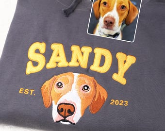 写真を使ったペット用クリスマス刺繍スウェットシャツ、カスタム犬用セーター、ペットオーナーへの刺繍猫クルーネックギフト、犬ママのホリデーシャツ