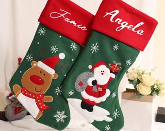 Calcetines navideños personalizados, decoración festiva bordada