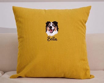 Embroidered Pet Pillow,Embroidered pillow , custom embroidered pillow case,Pet Memorial Gift, Housewarming Gift, Personalized Pet Portrait