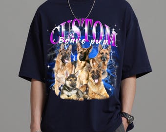 Custom Vintage Pet Portrait Shirt: 90s Bootleg Style Personalized Tee