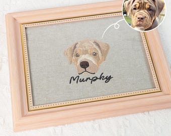 Custom Embroidered Pet Portrait: Personalized Dog & Cat Memorial Keepsake, gifts for pet lovers, dag gift