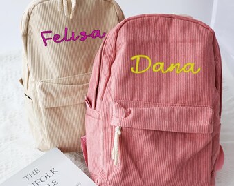 Personalized Children's Backpack With Name,Personalized Kids Backpack,Embroidered Corduroy Backpack,Kids School Bag,School Bag