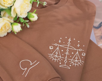 Custom Zodiac Embroidery Hoodie: Personalized Astrology Gift