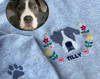 写真を使ったペット用クリスマス刺繍スウェットシャツ、カスタム犬用セーター、ペットの飼い主への刺繍入り猫用クルーネックギフト、パーソナルペットギフト
