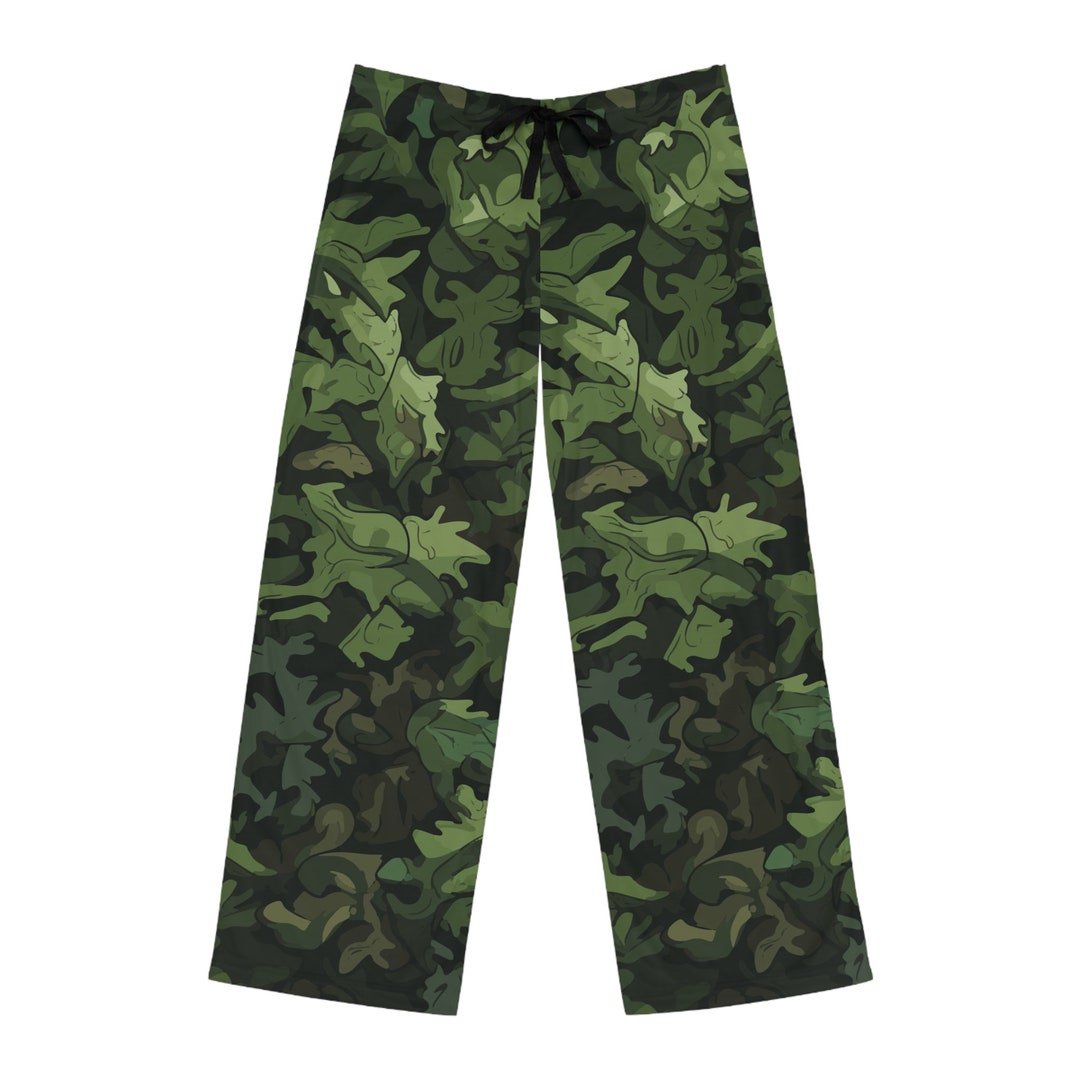 Men's Camouflage Pajama Pants Woods Green , Custom Camo Pajamas , Camo
