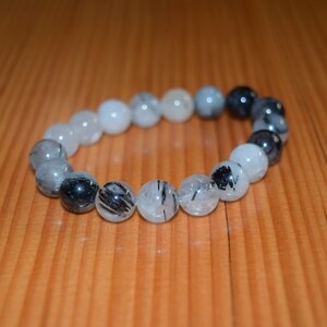 Tourmalinated Quartz Bracelet 10mm Shiny