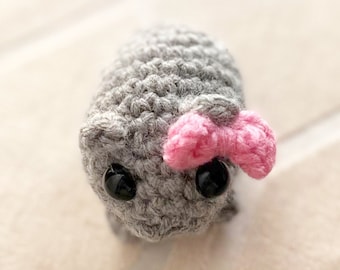 Crochet Mini Sad Coquette Hamster Meme - TikTok Coquette Hamster, Crochet Cute Hamster, Crochet Sad Hamster, Cute Girl Hamster, Crochet Gift