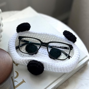 Handmade Crochet Panda Glasses Holder - Crochet Glasses Holder, TikTok Viral, Viral Crochet, Animal Crochet, Glasses Holder