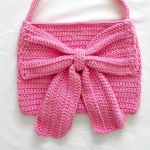 Coquette Crochet Bow Bag - Coquette Shoulder Bag, Girl Bow Bag, Crochet Bow Bag, Crochet Shoulder Purse, Knit Shoulder Bag, Crochet Coquette