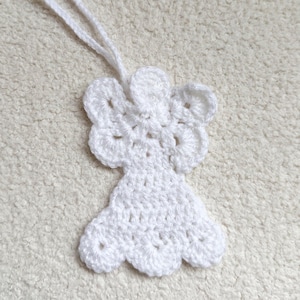Handmade Guardian Angel Crochet Ornament for Christmas Tree, Stand Alone Angel, Crochet Angel, Crochet Angel Ornament, Angel Tree Ornament