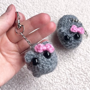 Crochet Sad Coquette Hamster Keychain TikTok Coquette Hamster, Crochet Hamster, Crochet Sad Hamster, Sad Hamster Keychain, Keychain Gift image 1