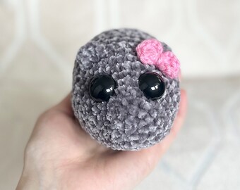 Medium Sad Hamster Plush Crochet Toy- Velvet Yarn Plush Hamster, Viral TikTok Meme, Plush Hamster, Amigurumi Crochet Hamster