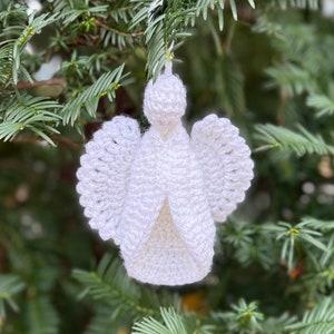 Handmade Guardian Angel Crochet Ornament for Christmas Tree, Stand Alone Angel, Crochet Angel, Crochet Angel Ornament, Angel Tree Ornament