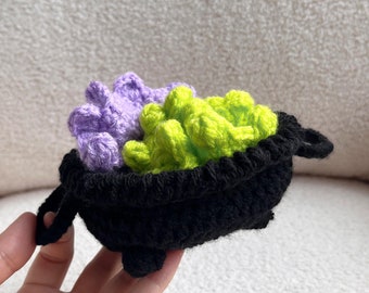 Bubbling Crochet Cauldron Coaster- Crochet Halloween Coaster, Cauldron Coaster, Witches Brew Coaster, Witches Brew, Cauldron, Halloween Gift