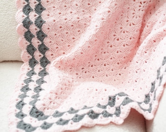 Manta de ganchillo para bebé - Manta afgana para niña - Manta infantil atemporal, regalo de cumpleaños y baby shower, regalo afgano para bebé