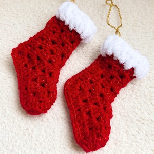Handmade Mini Crochet Christmas Stocking Ornament - Christmas Stockings, Christmas Decorations, Mini Christmas Ornament, Individual or Set