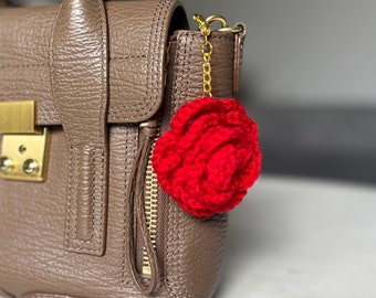 Mother's Day Crochet Rose Keychain - Rose Flower Keychain