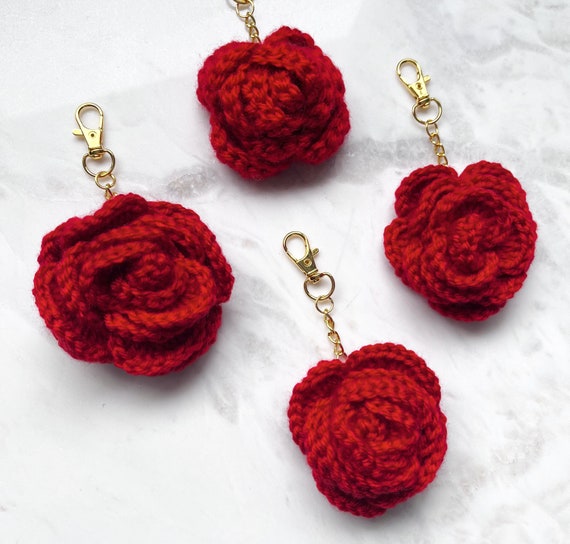Mother's Day Crochet Rose Keychain - Rose Flower Keychain