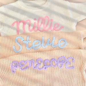 Personalized hand embroidered baby and toddler sweaters, Customized Name Newborn gift, Baby shower gift, Birthday gift for baby boy and girl