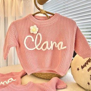 Personalized hand embroidered baby name sweaters, Custom Newborn gift, Baby shower gift, Birthday gift for baby boy and girl,Christmas gift