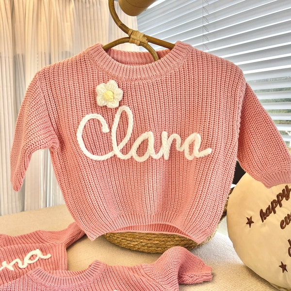 Personalized hand embroidered baby name sweaters, Custom Newborn gift, Baby shower gift, Birthday gift for baby boy and girl