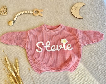 Custom Name Sweater Baby,Personalized Baby Sweater,Embroidery Name Sweater,Newborn Sweater, Chunky Knit Baby Sweater,Baby Shower Gifts