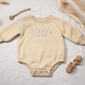 Baby sweatshirt bodysuit,little one organic cotton embroidered long sleeve baby sweatshirt,baby shower gift,baby sweatshirt, newborn gift