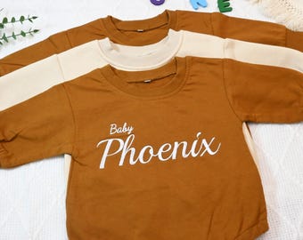 Personalized Sweater Bubble Romper, Embroidered Oversized Sweatshirt Romper,Gender Neutral Bubble Romper,Customized Baby Gift,Newborn Outfit