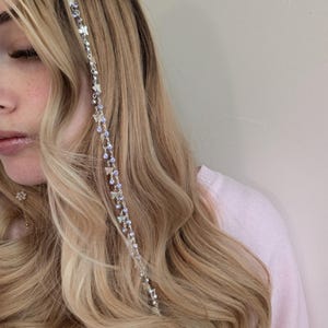 20" Purple gem and silver butterfly silver chain Beaded Clip-In Hair Extension - Mermaid Braids, Boho Hair Jewelry, Festival Hair